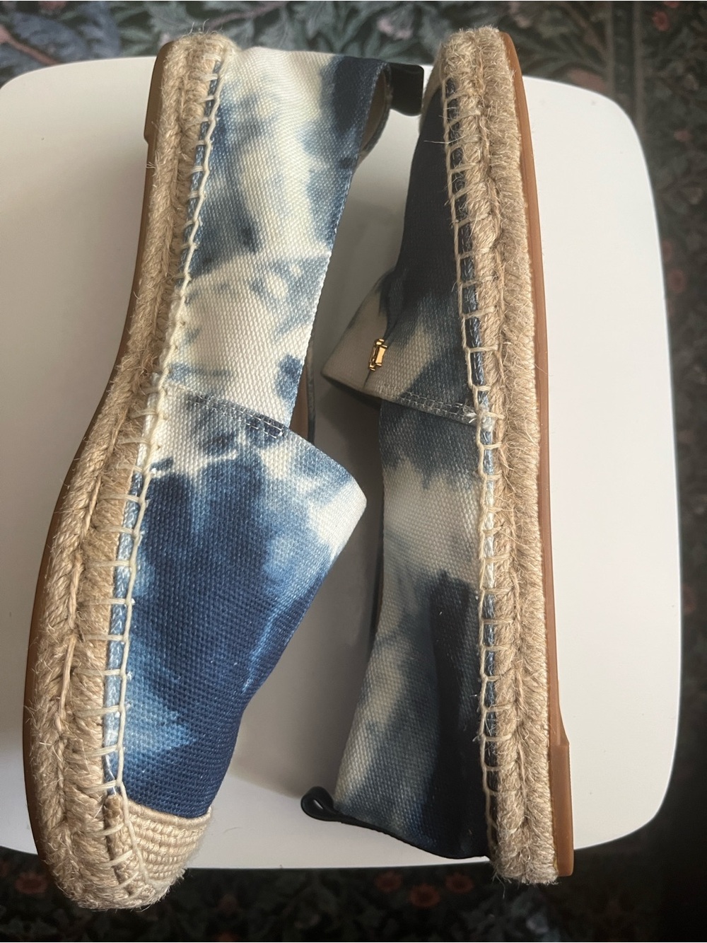 Ralph Lauren Navy and White Tie-Dye Canvas Espadrilles - Picture 2 of 3